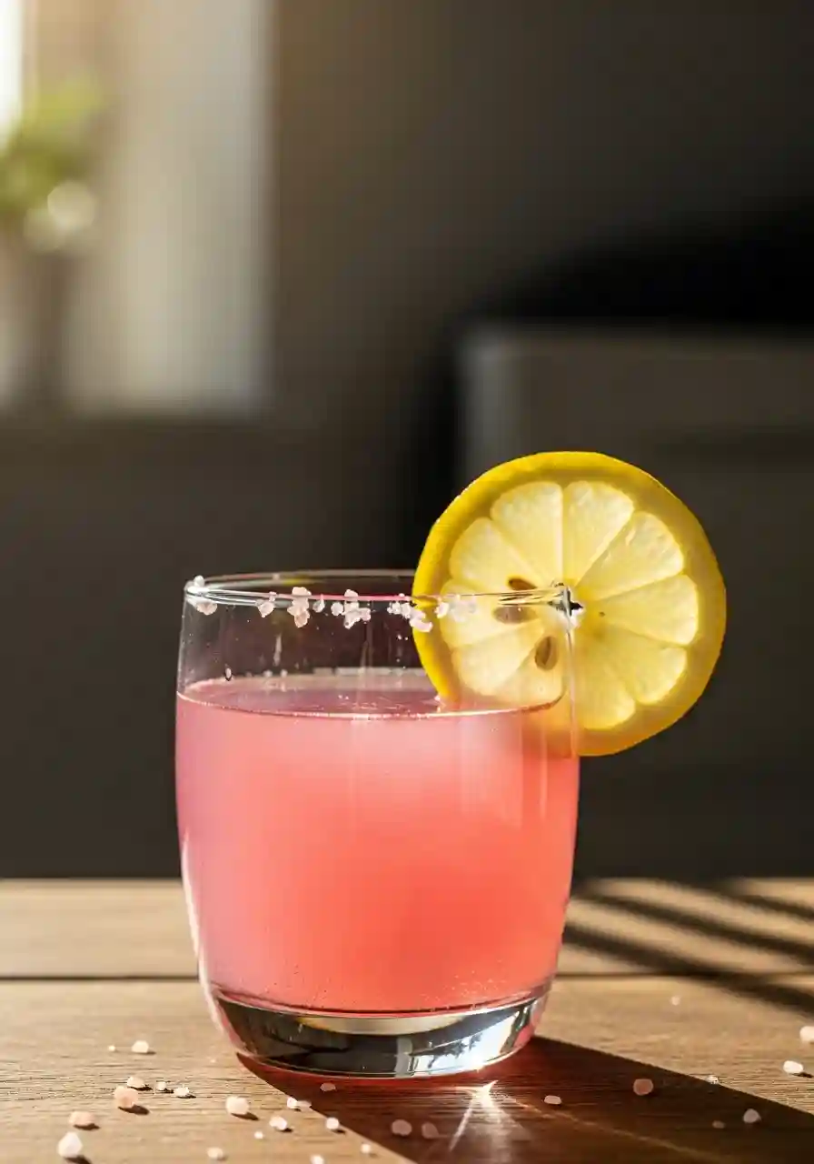 morning pink salt detox drink served in glass morning pink salt detox drink served in glass