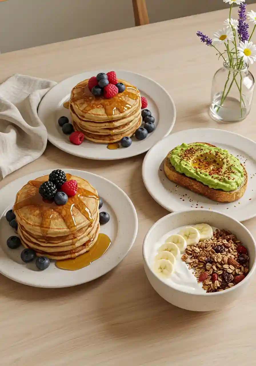 A delicious breakfast and brunch spread with classic morning favorites and healthy options.